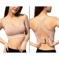Glamoras Women's Nylon Spandex Padded Non Wired Racer Back Sports Bra For Gym, Cardio, Zumba And Yoga | Everyday Active Wear For Girls | Size M To 2Xl Peach