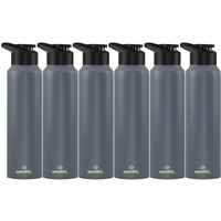 Speedex Stainless Steel Water Bottle 1 Litre, Leakproof Sipper Cap 1 Ltr, Dark Grey, Bottles 1+ Litre For School, Gym, Office, Boys, Girls, Men, Women, Kids 1Ltr - 1000 Ml - Set Of 6