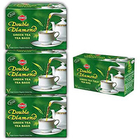 Duncans Finest Hand - Picked Leaf Tea Double Diamond 100% Natural & Pure Green Tea + Tulsi Green Tea Combo Pack Of 4 (3+1 Free) - Bags, 0.34 Kg
