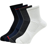 Balenzia Men's Cushioned High Ankle Sports/Gym Socks (Free Size) Made With 100% Cotton & Spandex. Pack Of 4 (Multicolour) | Terry/Towel Ankle Socks For Men.