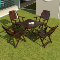 Vmdj Furniture Sheesham Wooden Coffee Color Portable Foldable 4 Seater Chair With Table Set Outdoor Balcony Garden Coffee Table Set Furniture With 1 Table And 4 Chairs Set