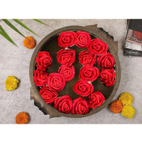 Satyam Kraft 12 Pcs Artificial Big Fake Foam Rose Water Floating Flowers, Pooja Thali, Bouquet Gifts,Trousseau Packing, Wedding Festival And Events,Home, Bedroom Decoration Diy Craft (Red)