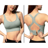 Glamoras Women's Nylon Spandex Padded Non Wired Racer Back Sports Bra For Gym, Cardio, Zumba And Yoga | Everyday Active Wear For Girls | Size M To 2Xl Green