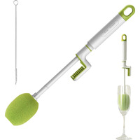 Kpng 3-In-1 Bottle Cleaner Groove Brush For Narrow Neck Bottles, Long Handle Water Bottle Scrubbing Brush, Crevice Brush With Straw Brush, Cleaning Brush For Sports Bottles (Green/Pack Of-1)