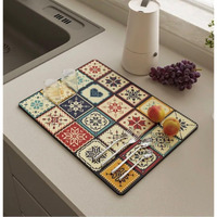 Homecloud Dish Drying Mat For Kitchen Counter Hide Stain Super Absorbent, Non-Slip, Heat-Resistant, Great For Dishes,Rack Pad, Kitchen Counter, Coffee Maker (50X40Cm, Multi_White)