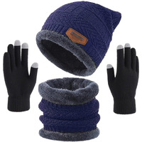 Wearslim Winter Beanie Hats Scarf Gloves Set, Winter Warm Knit Skull Cap With Gloves, Neck Warmer For Men Women - Blue