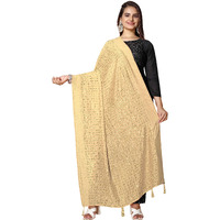 Kemza Women's Embroidered Mirror Cotton Dupatta (Gold_Free Size) With Rajasthani Aari Work