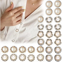 Sannidhi 30Pcs Pearl Buttons Brooch Buttons Cover Up Brooch Pins Mini Safety Shirt Buttons For Cardigan Saree Dress Hats, No Sew & Removable