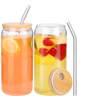 Kikiluxxa Soda Can Glass Sipper Tumbler Straw And Lid - 540Ml- Pack Of 6- Mojito Glass Mug With Lid And Straw For Green Tea And Cooffee Fruit Juice Milk Can Cup Straw Mug (Royal Can A 6)