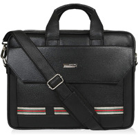 Zipline Office Faux Leather Laptop Bag For Men - Fits 14/15/15.6 Inch Laptop/Tablet Messenger Bags For Mens (1-Black Bag)