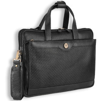 Steve Jhonson Leather Laptop Bags For Men - 16 Inches Office Bag For Men With Shoulder Strap, Shoulder Messenger Bags For Travel, Executive Side Handbag (Black)