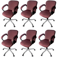 The Furnishing Tree Spandex Office Chair Cover With Handle Cover Coffee Set Of 6