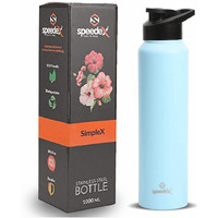 Speedex Stainless Steel Water Bottle 1 Ltr For Kids, Boys, Girls, 1 Litre Bottles For Gym, Sports, Fridge Use, School & Office - 1000Ml, Pastel Blue Colour, Set Of 1, Sipper Cap