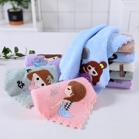 Cluze Microfiber Wash Towels Quick Absorbent Soft Coral Fleece Kids Handkerchief- Face Towel For Girls Cute Doll Embroidered Hanky, Baby Shower Gift Set
