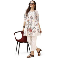 Womanista Women's Rayon Embroidered Set (Co-Ords_9042_Off White_M)