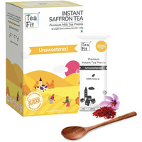 Teafit Premium Unsweetened Saffron Instant Tea Premix Pack Of 50 Sachets + Spoon | Just Add Water | Strong Home Like Kesar Chai | Diabetic Friendly | No Sweeteners, 700 Gm