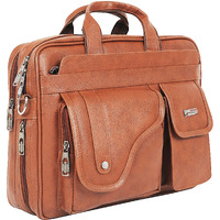 Zipline Office Synthetic Leather Laptop Bag For Men Women, 15.6" Compatible Laptop Messenger Bags For Men & Women (1-Tan Bag)
