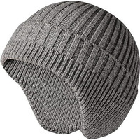 Gajraj Knit Beanie Hat For Men Women Winter Warm Earflap Soft Wool Slouchy Skull Cap With Ear Warmer Outdoor Sports Casual Woolen Hat (Grey Melange) Free Size