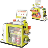 Vikrida 46-Piece Pretend Play Cash Register Toy Set With Water Outlet Function - Calculator, Shopping Bag, Scanners, Credit Cards, Coffee Machine, Play Food - Gift For Boys And Girls Ages 3+, Green