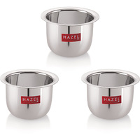 Hazel Stainless Steel Mini Tea Glasses | 9 Cm With 100 Ml Each Traditional Coffee Milk Serving Glasses | Steel Pela Patra, Set Of 3,Silver