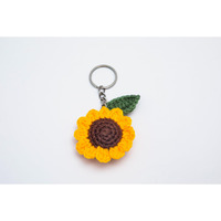 Jcgi Handmade Crochet Sunflower Keychain Decorative Cute Bag Purse Keyrings Charm Love Stylish Lightweight Motorbike Car Unique Personalized Keychain Girlfriend Sister Gift Accessories
