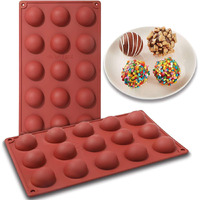 Zollyss 15 Holes Silicone Mold For Chocolate,Cake,Jelly,Pudding,Handmade Soap,Round Shape Half Sphere Mold Non Stick,Bpa Free Cupcake Baking Pan(Pack Of 1,Color: Multi),29.6 X 16.9 X 3.1 Centimeters