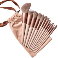 Hudacrush Beauty Premium Synthetic Bristle Professional Face And Eye Makeup Brushes Set With 13 Makeup Brushes | For Cream, Liquid And Powder (Coffee Brown)