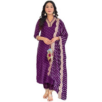 Naixa Women's Wine Vichitra Silk With Cotton Lining Embroidered Straight Kurta With Rayon Pant And Silk Blend Printed Dupatta Sets (Nx-470-Wine-L)