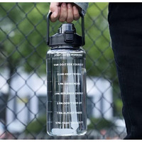 Jebison 2 L Capacity Belt Straw Transparent Motivational Water Bottles|Time Marker Leak Proof&Break-Proof|Best Usage For Office/School/Gym/Travel Bottle|Bpa-Free Fitness Sports Bottle>>> (Black)