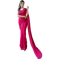 Akhilam Women's Georgette Embroidered Saree With Unstitched Blouse Piece