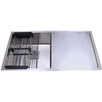 Crocodile Ss-304 Grade Stainless Steel Matt Satin Finish Single Bowl Handmade Kitchen Sink With Drain Board (37 X 18 X 10 Inches)