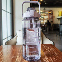 Jebison 2 L Capacity Belt Straw Transparent Motivational Water Bottles|Time Marker Leak Proof&Break-Proof|Best Usage For Office/School/Gym/Travel Bottle|Bpa-Free Fitness Sports Bottle>>> (Purple)
