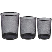 Goodwill Tech Open-Top Cylindrical Metal Mesh Recycling Dustbins- Waste Basket For Home/Office/Coffee Shop/Hotel Non-Toxic - Black (Set Of 3, Combo)