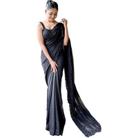 Akhilam Women's Georgette Embellished Embroidered Saree With Unstitched Blouse Piece