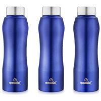 Speedex Stainless Steel Water Bottle 1 Ltr For School, Gym, Office Bottles 1 Litre For Boys, Girls, Men, Women, Kids, Fridge, Blue Colour, Set Of 3, Screw Cap