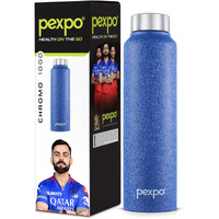Pexpo Chromo Stainless Steel Sports/Fridge Water Bottle 1 Litre, Denim Blue Pack Of 5 | Eco Friendly | Bpa Free | Water Bottle For Office, Gym, School, Yoga, Trekking, Men, Women And Kids