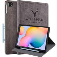 Proelite Deer Smart Flip Case Cover For Samsung Galaxy Tab S6 Lite 10.4 Inch 2024 Sm-P610/P615 With S Pen Holder, Coffee
