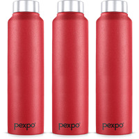 Pexpo Chromo Stainless Steel Sports/Fridge Water Bottle 1 Litre, Crimson Red Pack Of 3 | Eco Friendly | Bpa Free | Water Bottle For Office, Gym, School, Yoga, Trekking, Men, Women And Kids