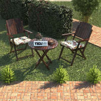 Vmdj Furniture Sheesham Wooden Portable Foldable 2 Seater Chair With Table Set Outdoor Balcony Garden Coffee Table Set Furniture With 1 Table And 2 Chairs Set (Walnut)