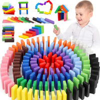 Shinetoy Entertain Kids Shinetoy 120 Pcs Colorful Wooden Domino Blocks Set Domino Tile Bulk Building Racing Stacking Games Educational Toys For Kids Birthday Party Favor