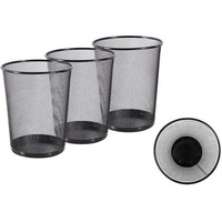Goodwill Tech Open-Top Cylindrical Metal Mesh Recycling Dustbins- Waste Basket For Home/Office/Coffee Shop/Hotel Non-Toxic - Black (Set Of 3, Small (9L))