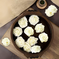 Satyam Kraft 12 Pcs Artificial Big Fake Foam Rose Water Floating Flowers, Pooja Thali, Bouquet Gifts,Trousseau Packing, Wedding Festival And Events,Home, Bedroom Decoration Diy Craft (White)
