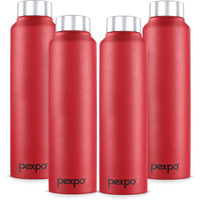 Pexpo Chromo Stainless Steel Sports/Fridge Water Bottle 750 Ml, Crimson Red Pack Of 4 | Eco Friendly | Bpa Free | Water Bottle For Office, Gym, School, Yoga, Trekking, Men, Women And Kids