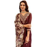 Indo Era Women's Embroidered Viscose Rayon Calf Length Straight Salwar Suit With Dupatta Set (Kh5Wn6149_X-Small)