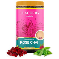 Teacurry Rose Chai (100 Grams, 50 Cups) - Rose Chai For Immunity And Skin Glow - 100% Natural Flavoured Tea With Real Rose | Refreshing & Tasteful Rose Flavor Chai Tea - Loose Leaves