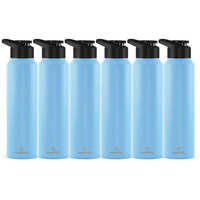 Speedex Stainless Steel Water Bottle 1 Litre, Leakproof Sipper Cap 1 Ltr, Blue, Bottles 1+ Litre For School, Gym, Office, Boys, Girls, Men, Women, Kids 1Ltr - 1000 Ml - Set Of 6