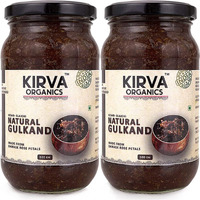 Kirva Organics Natural Gulkand | Pure Sun-Cooked Damask Rose Petals & Rock Sugar | Infused With Kesar & Elaichi | Ayurvedic Digestive & Natural Coolant | No Artificial Flavors | 500G Glass Jar (Pack Of 2)