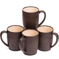Mae Coffee Mug With Lid | 370 Ml | Crafted From Used Coffee Grounds | Eco Friendly & Sustainable Cup | Insulated | Microwave Safe | Travel Friendly | Spill Proof | Office | Home | Gift | Mug | 4 Pc