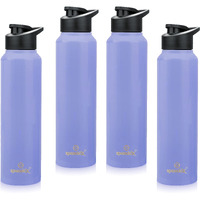Speedex Stainless Steel Water Bottle 1 Ltr For Kids, Boys, Girls, 1 Litre Bottles For Gym, Sports, Fridge Use, School & Office - 1000Ml, Light Purple Colour, Set Of 4, Sipper Cap