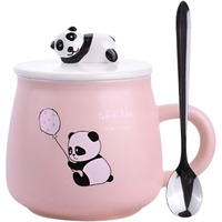 Nyrwana Coffee Mug, Gift Items For Women, Birthday Gift For Girlfriend, Mugs For Gift, Unique Gift For Women, Cups And Mugs, Gift For Women Birthday Special, Panda Mug With Lid And Spoon (Pink)